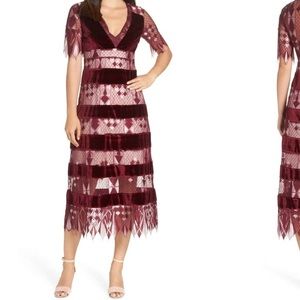 *Worn Once* Foxiedox Lace & Velvet Midi Dress